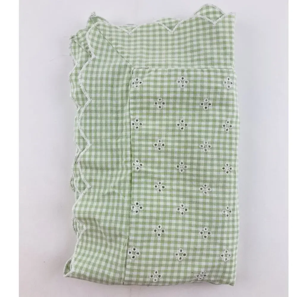 2000 Tommy Hilfiger Green Pillow Cotton Sham Case Dune Road Eyelet Ruffle Plaid